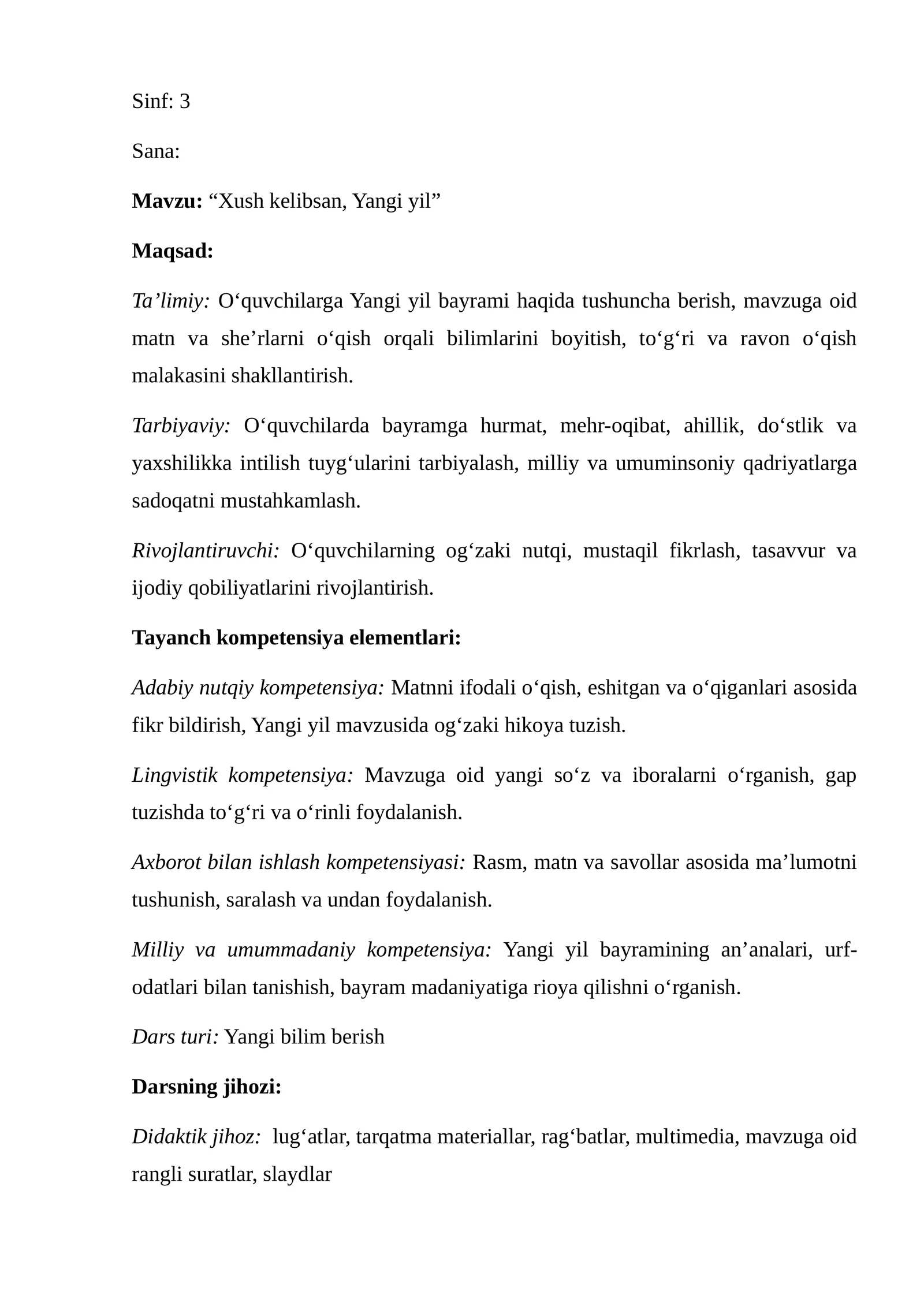 “Xush kelibsan, Yangi yil”
