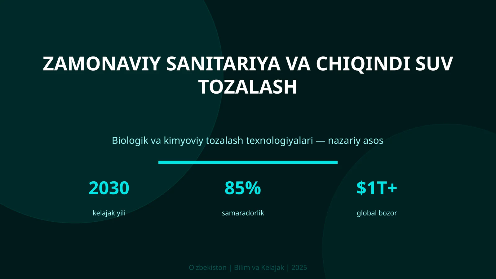 Zamonaviy sanitariya va chiqindi suv tozalash