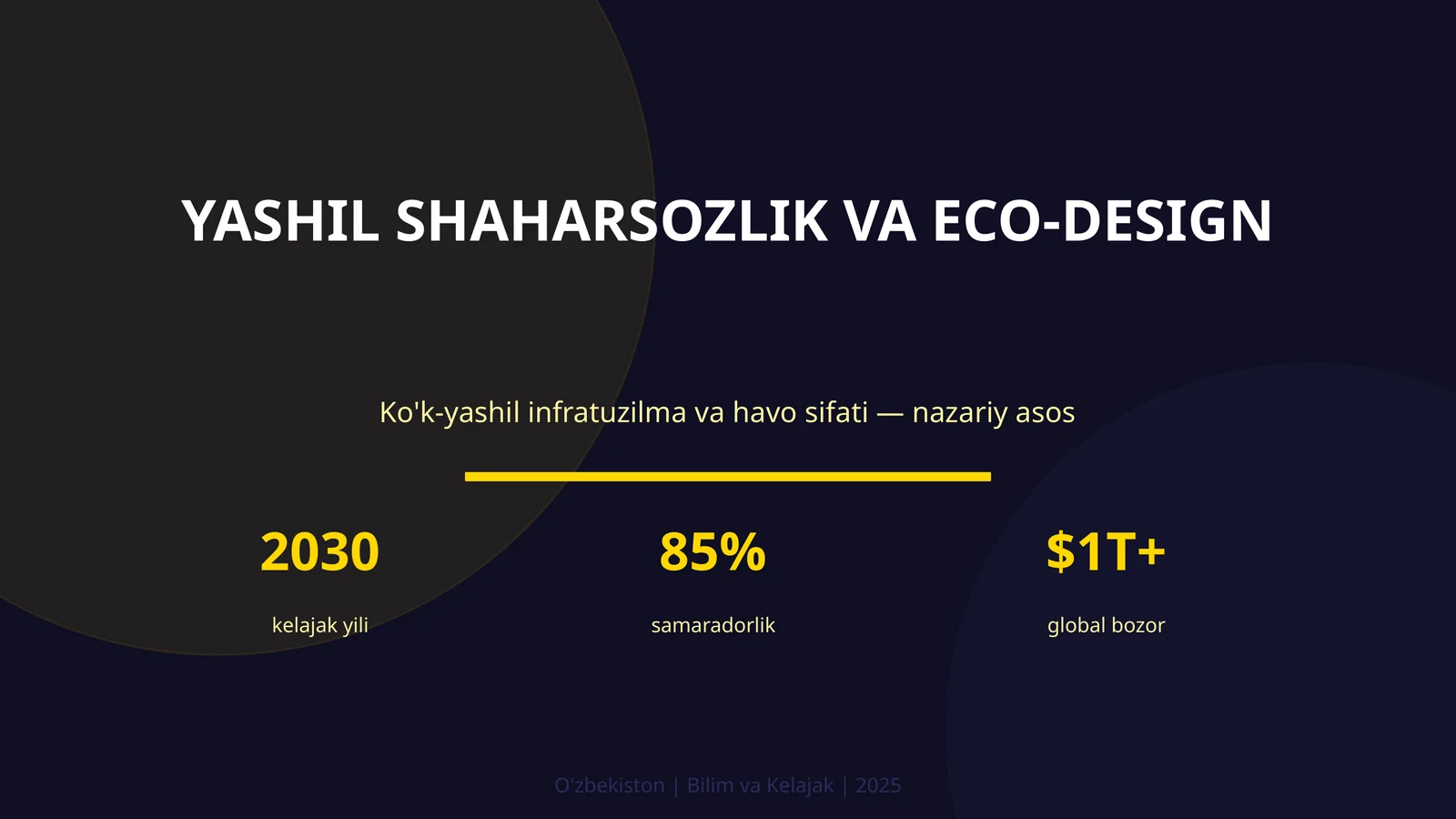 YASHIL SHAHARSOZLIK VA ECO-DESIGN