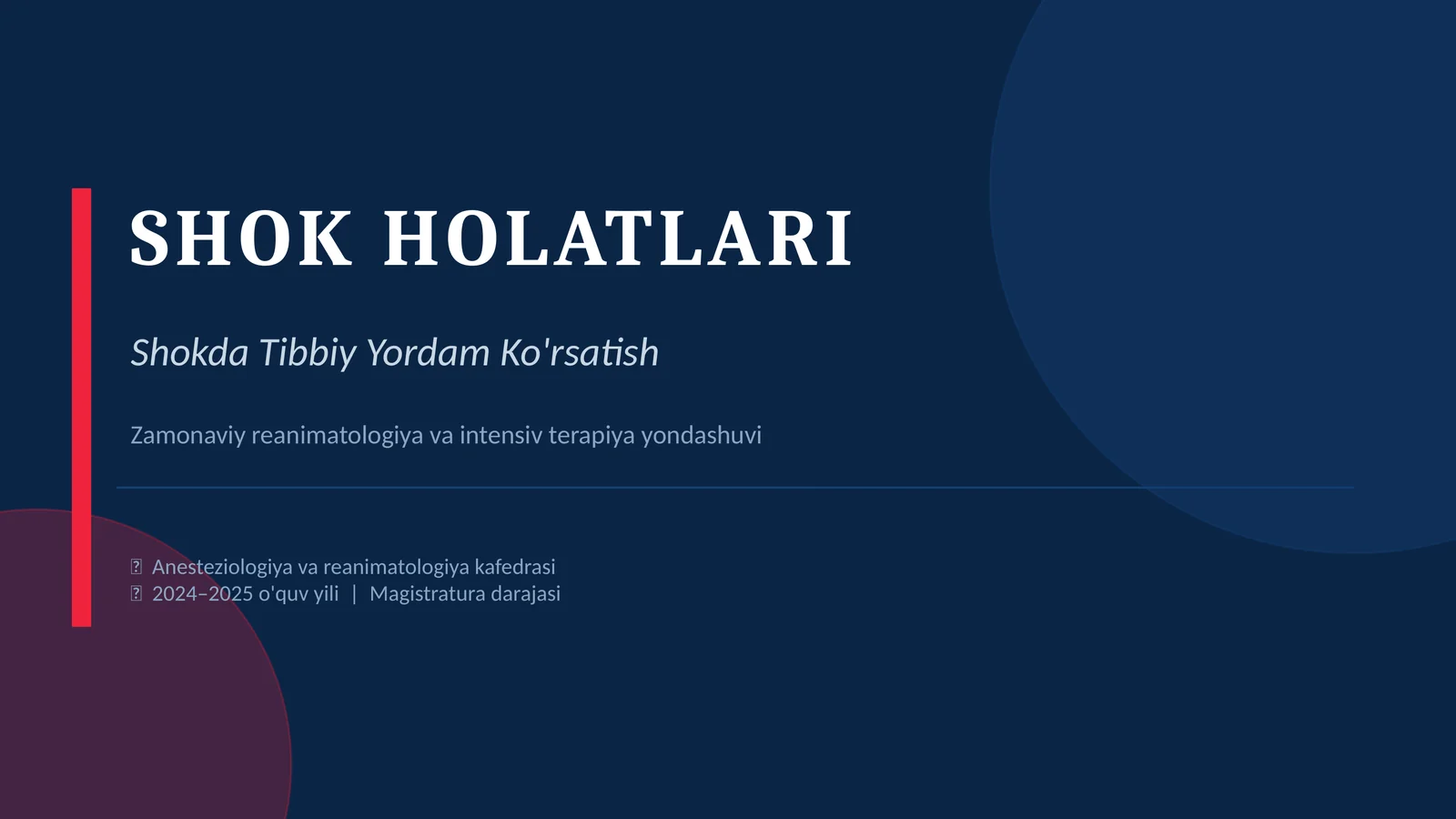 SHOK HOLATLARI
